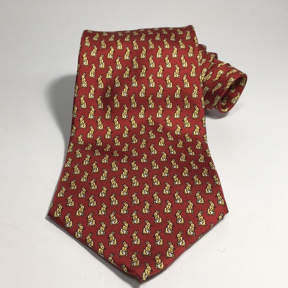 Men’s Necktie Brooks Brothers Yellow Bunny Rabbit - Picture 2 of 8